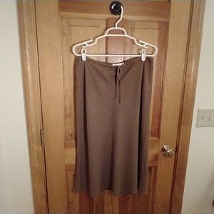 Cut Loose Midi-Length Linen Bias Cut Skirt, medium brown, size M.